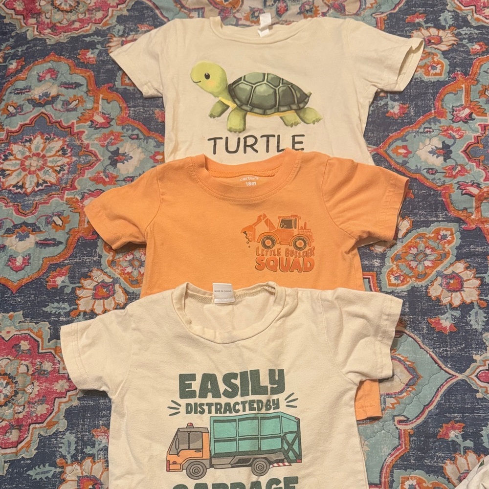 Kids Graphic T-Shirts - Turtle, Truck, and Garbage Truck Designs.    18-24mo, 2T